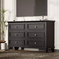 6 Drawer Dresser, Wooden Storage Chest of Drawers with Metal Handles, Modern Wide Dresser TV Stand, for Bedroom, Living Room, Entryway