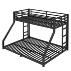 Bunk Bed for Upper Approx. 97 × 203 cm and Lower Approx. 152 × 203 cm Mattresses with Ladder and Safety Guardrail – Black