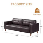 210.8 cm Faux Leather 3-Seater Sofa with Back Cushion – Mid-Century Modern