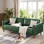210.8 cm Faux Leather 3-Seater Sofa with Back Cushion – Mid-Century Modern
