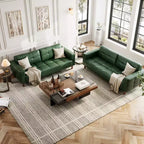 210.8 cm Faux Leather 3-Seater Sofa with Back Cushion – Mid-Century Modern