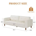 210.8 cm Faux Leather 3-Seater Sofa with Back Cushion – Mid-Century Modern