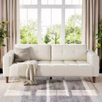 210.8 cm Faux Leather 3-Seater Sofa with Back Cushion – Mid-Century Modern