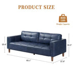 210.8 cm Faux Leather 3-Seater Sofa with Back Cushion – Mid-Century Modern