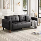 83.1 Faux Leather 3-Seater Sofa Couch, Oversized Upholstered Loveseat with Back Cushion, Mid-Century Modern Couch for Living Room, Office