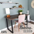 Black Solid Wood Desk with 71.1 cm Landscape Pipe Legs