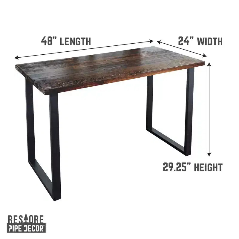 Black Solid Wood Desk with 71.1 cm Landscape Pipe Legs
