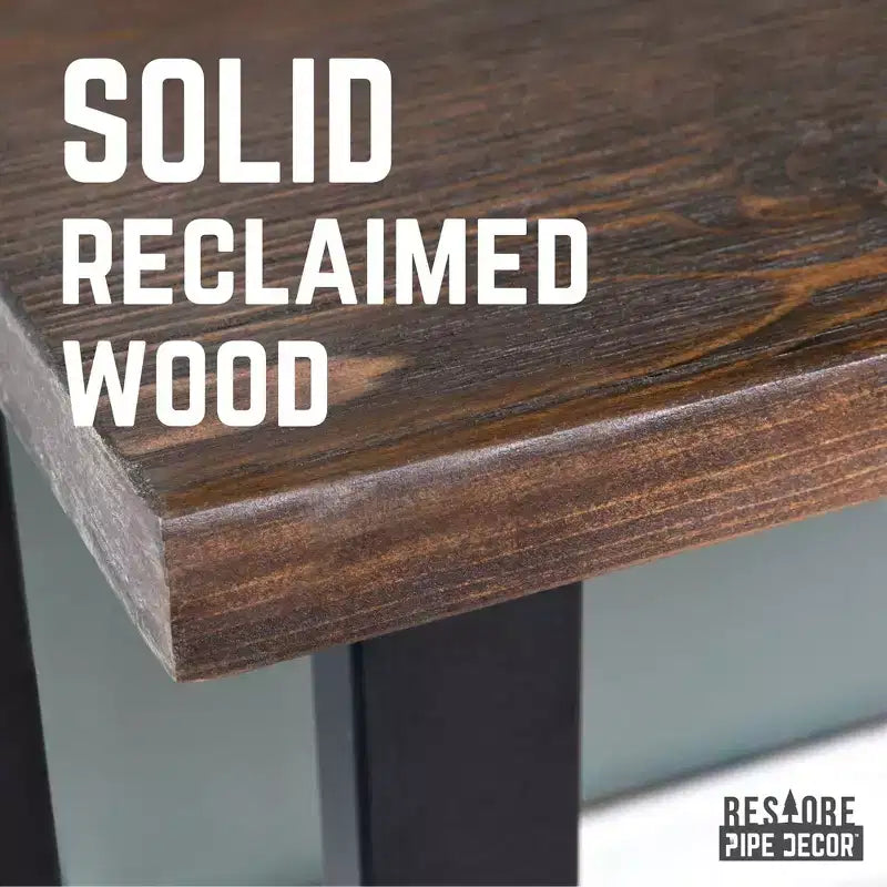 Black Solid Wood Desk with 71.1 cm Landscape Pipe Legs