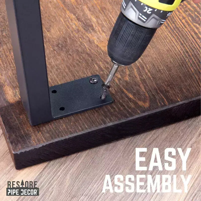 Black Solid Wood Desk with 71.1 cm Landscape Pipe Legs