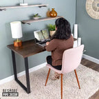 Black Solid Wood Desk with 71.1 cm Landscape Pipe Legs
