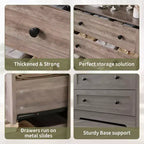 Cassettiera alta a 5 cassetti con ripiano espositivo, mobile contenitore moderno in legno per camera da letto e corridoio
