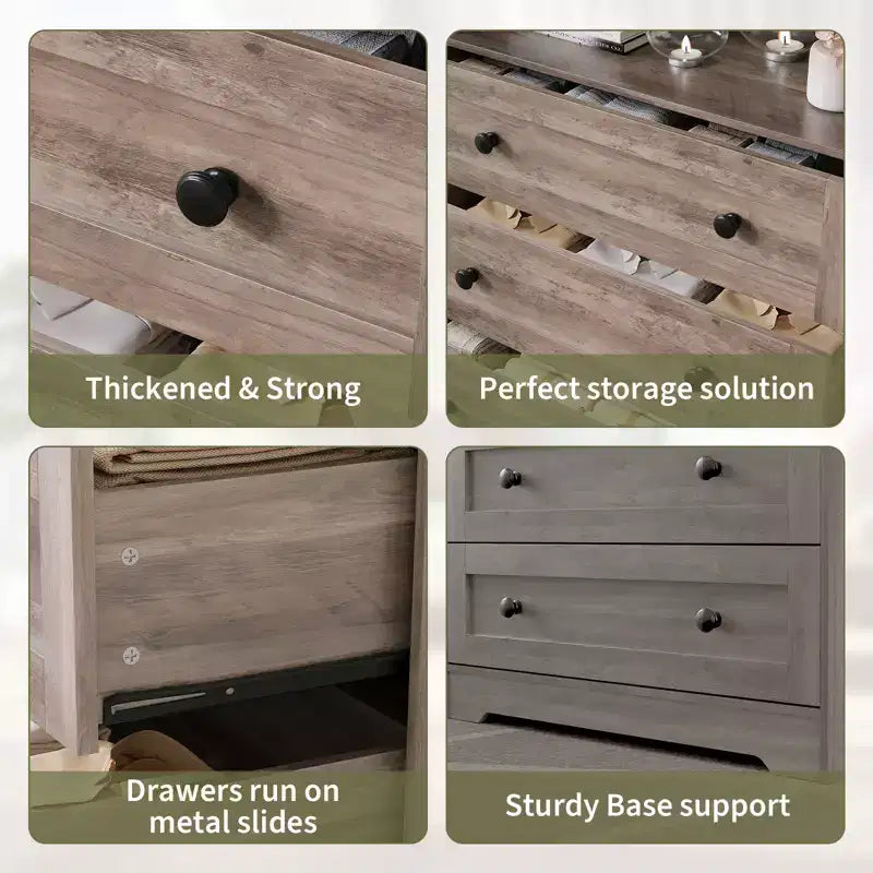 Cassettiera alta a 5 cassetti con ripiano espositivo, mobile contenitore moderno in legno per camera da letto e corridoio