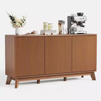 Credenza a buffet da 58" con ante curve, ripiani regolabili, mobile contenitore moderno in stile rustico per sala da pranzo, coffee bar
