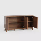 Credenza a buffet da 58" con ante curve, ripiani regolabili, mobile contenitore moderno in stile rustico per sala da pranzo, coffee bar