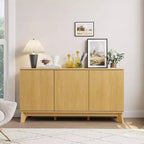 Credenza a buffet da 58" con ante curve, ripiani regolabili, mobile contenitore moderno in stile rustico per sala da pranzo, coffee bar