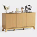 Credenza a buffet da 58" con ante curve, ripiani regolabili, mobile contenitore moderno in stile rustico per sala da pranzo, coffee bar