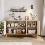 Credenza a buffet da 58" con ante curve, ripiani regolabili, mobile contenitore moderno in stile rustico per sala da pranzo, coffee bar