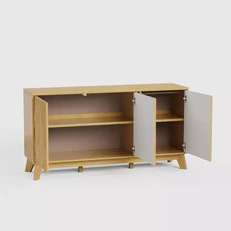 Credenza a buffet da 58" con ante curve, ripiani regolabili, mobile contenitore moderno in stile rustico per sala da pranzo, coffee bar