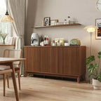 Credenza a buffet da 58" con ante curve, ripiani regolabili, mobile contenitore moderno in stile rustico per sala da pranzo, coffee bar