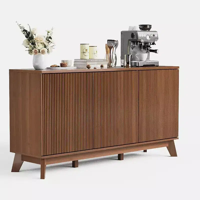 Credenza a buffet da 58" con ante curve, ripiani regolabili, mobile contenitore moderno in stile rustico per sala da pranzo, coffee bar