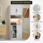 Mobile Dispensa Alto da Cucina con Mobile Bar, Mobile Dispensa da Cucina con Supporto per Microonde con Luce a LED, Armadio per Sala da Pranzo,