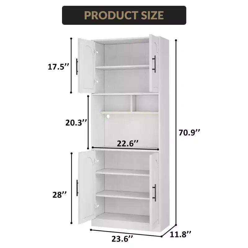 Mobile Dispensa Alto da Cucina con Mobile Bar, Mobile Dispensa da Cucina con Supporto per Microonde con Luce a LED, Armadio per Sala da Pranzo,
