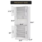 Mobile Dispensa Alto da Cucina con Mobile Bar, Mobile Dispensa da Cucina con Supporto per Microonde con Luce a LED, Armadio per Sala da Pranzo,