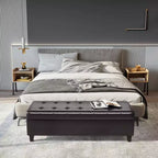 Panca portaoggetti con pouf trapuntato in similpelle da 130 cm con coperchio sollevabile per soggiorno e ingresso