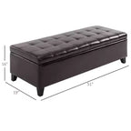 Panca portaoggetti con pouf trapuntato in similpelle da 130 cm con coperchio sollevabile per soggiorno e ingresso