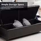 Panca portaoggetti con pouf trapuntato in similpelle da 130 cm con coperchio sollevabile per soggiorno e ingresso