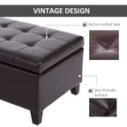 Panca portaoggetti con pouf trapuntato in similpelle da 130 cm con coperchio sollevabile per soggiorno e ingresso