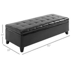 Panca portaoggetti con pouf trapuntato in similpelle da 130 cm con coperchio sollevabile per soggiorno e ingresso