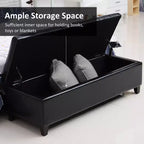 Panca portaoggetti con pouf trapuntato in similpelle da 130 cm con coperchio sollevabile per soggiorno e ingresso