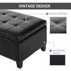 Panca portaoggetti con pouf trapuntato in similpelle da 130 cm con coperchio sollevabile per soggiorno e ingresso