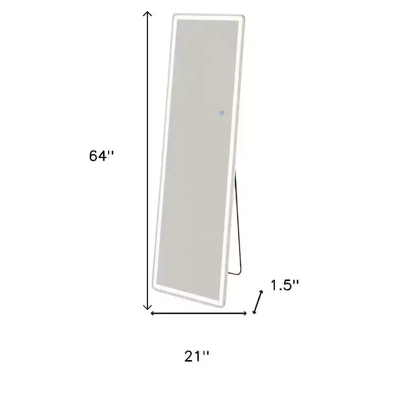 Specchio a figura intera a LED da 64", da appoggio e da parete, luminosità regolabile, senza cornice