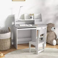 Set Scrivania e Sedia per Bambini con Contenitore, Scrivania da Studio con Sedia per Bambini dai 5 agli 8 Anni - Grigio