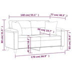 2-Seater Sofa with Pillows – Dark Gray Microfiber Fabric Couch