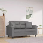 2-Seater Sofa with Pillows – Dark Gray Microfiber Fabric Couch