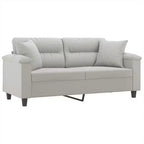 2-Seater Sofa with Pillows – Dark Gray Microfiber Fabric Couch