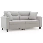 2-Seater Sofa with Pillows Couch Settee Dark Gray Microfiber Fabric