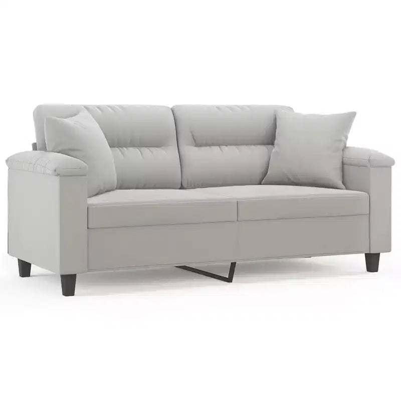 2-Seater Sofa with Pillows Couch Settee Dark Gray Microfiber Fabric