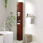 Tall Slim Bathroom Storage Cabinet Linen Tower with Drawer and Adjustable Shelves