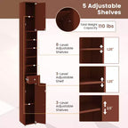 Tall Slim Bathroom Storage Cabinet Linen Tower with Drawer and Adjustable Shelves