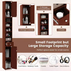 Tall Slim Bathroom Storage Cabinet Linen Tower with Drawer and Adjustable Shelves