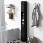 Tall Slim Bathroom Storage Cabinet Linen Tower with Drawer and Adjustable Shelves