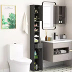 Tall Slim Bathroom Storage Cabinet Linen Tower with Drawer and Adjustable Shelves