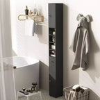 Tall Slim Bathroom Storage Cabinet Linen Tower with Drawer and Adjustable Shelves