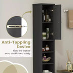 Tall Slim Bathroom Storage Cabinet Linen Tower with Drawer and Adjustable Shelves