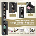 Tall Slim Bathroom Storage Cabinet Linen Tower with Drawer and Adjustable Shelves