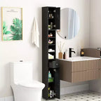 Tall Slim Bathroom Storage Cabinet Linen Tower with Drawer and Adjustable Shelves
